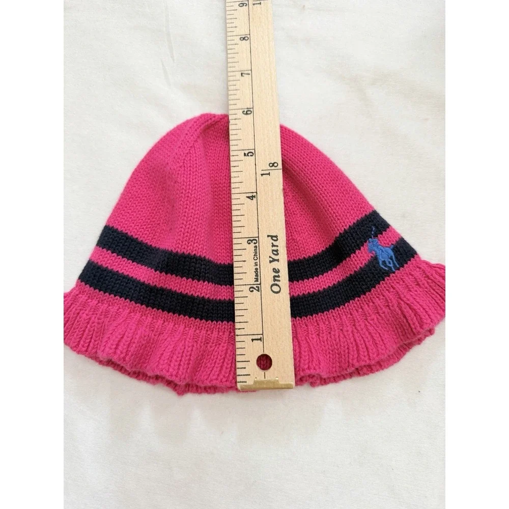Ralph Lauren Infant knitted Hat Pink SZ-9M-24M 75% Pima Cotton 25% Wool One‎ SZ